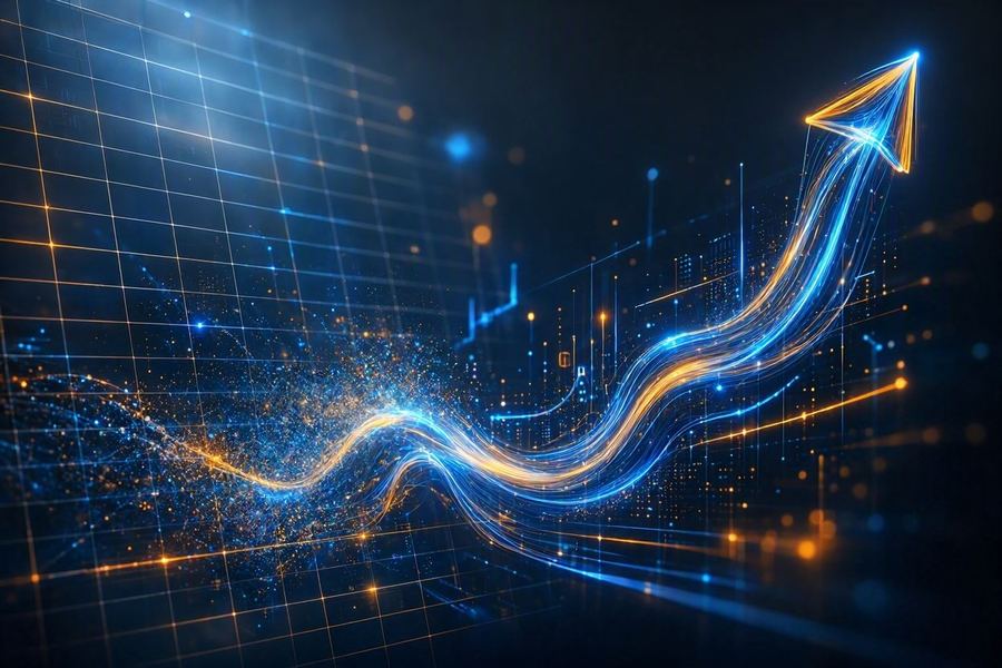 Abstract visualization of a rising financial trend line